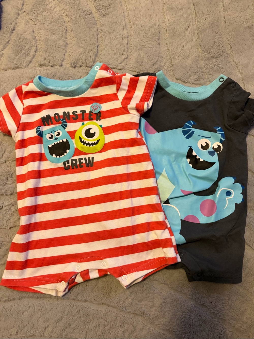 Set of 2 Monsters Inc. Romper - Red & Blue